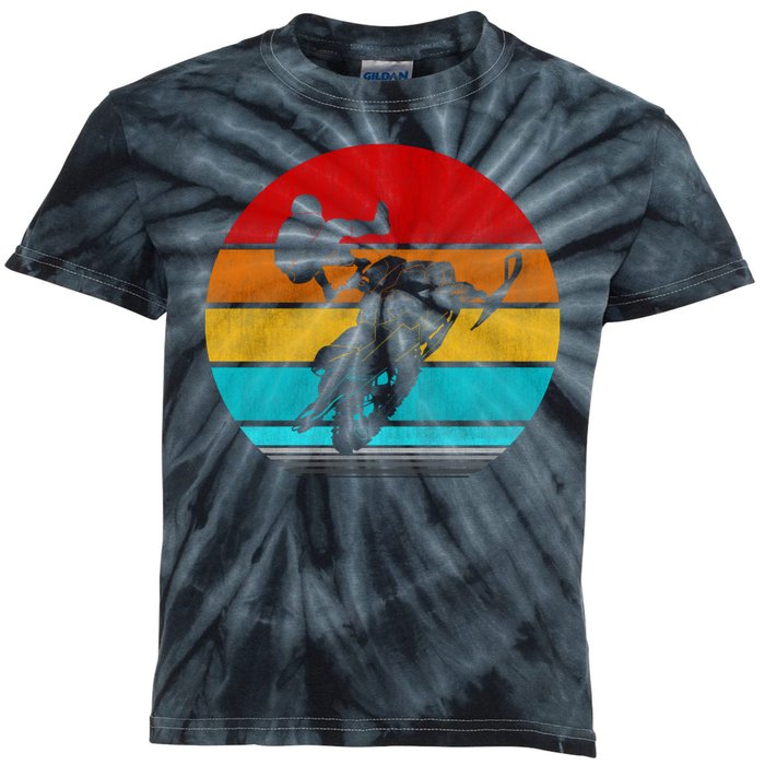 Retro Vintage Snowmobile Kids Tie-Dye T-Shirt