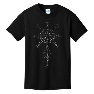 Retro Viking Symbol Compass Vegvisir Nordic Rune Celtic Kids T-Shirt