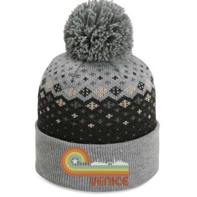 Retro Vintage Skyline Venice The Baniff Cuffed Pom Beanie