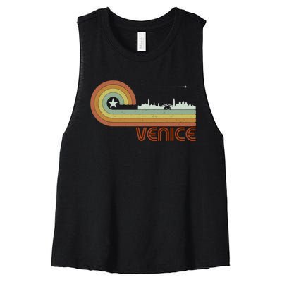 Retro Vintage Skyline Venice Women's Racerback Cropped Tank