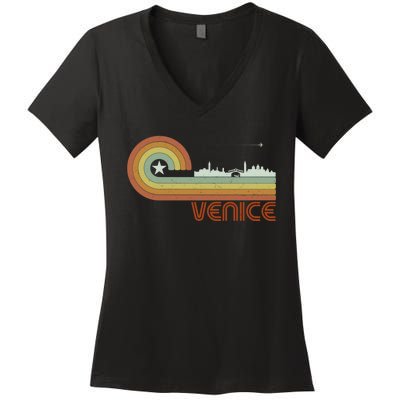 Retro Vintage Skyline Venice Women's V-Neck T-Shirt