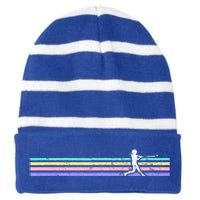 Retro Vintage Softball Batter Striped Beanie with Solid Band