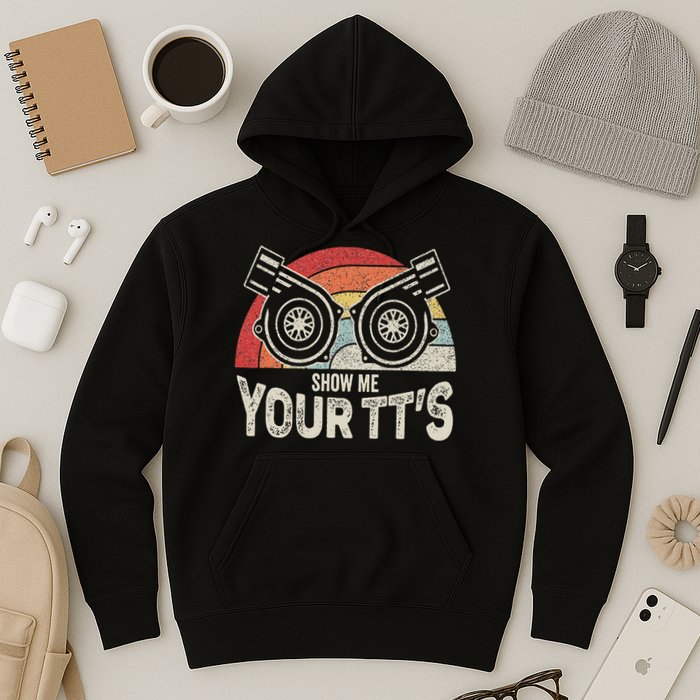 Retro Vintage Show Me Your Tt's Twin Turbo Car Racing Hoodie