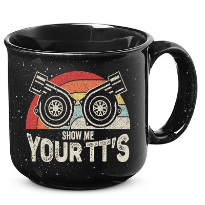 Retro Vintage Show Me Your Tt's Twin Turbo Car Racing 15oz Campfire Ceramic Mug