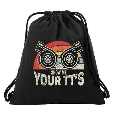 Retro Vintage Show Me Your Tt's Twin Turbo Car Racing Drawstring Bag