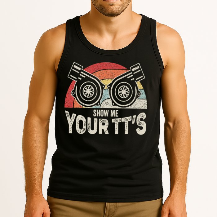 Retro Vintage Show Me Your Tt's Twin Turbo Car Racing Tank Top