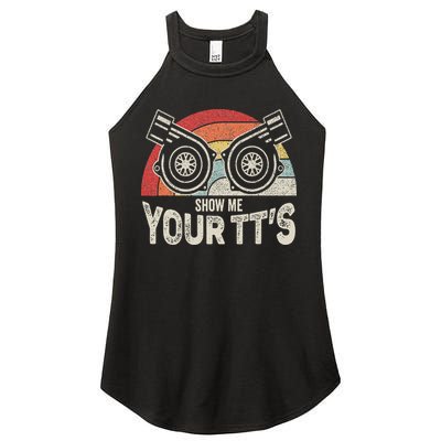 Retro Vintage Show Me Your Tt's Twin Turbo Car Racing Women's Perfect Tri Rocker Tank