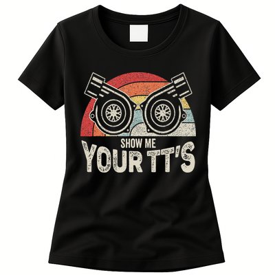 Retro Vintage Show Me Your Tt's Twin Turbo Car Racing Womens T-Shirt