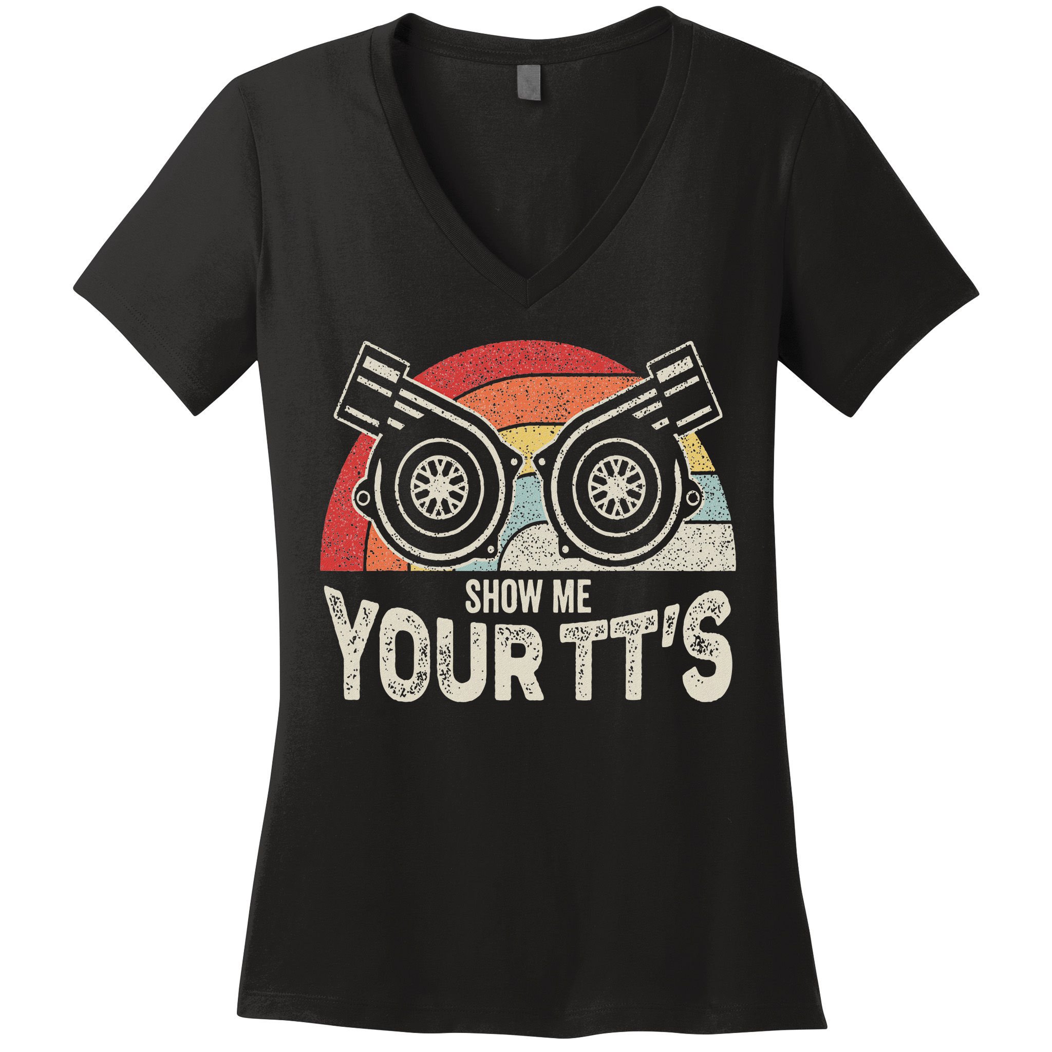 Retro Vintage Show Me Your Tt's Twin Turbo Car Racing Women's V-Neck T-Shirt