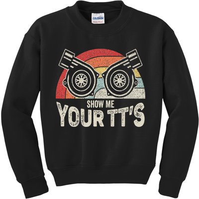 Retro Vintage Show Me Your Tt's Twin Turbo Car Racing Kids Sweatshirt