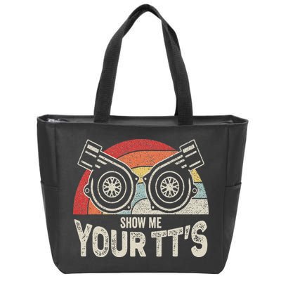 Retro Vintage Show Me Your Tt's Twin Turbo Car Racing Zip Tote Bag