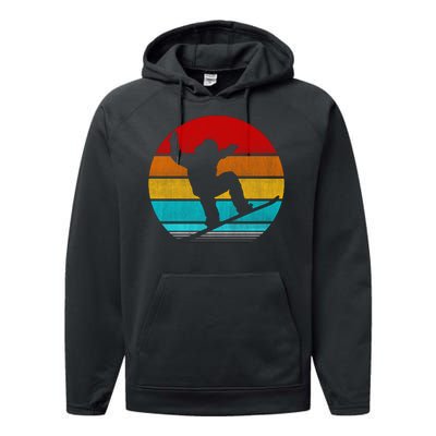 Retro Vintage Snowboarding Performance Fleece Hoodie