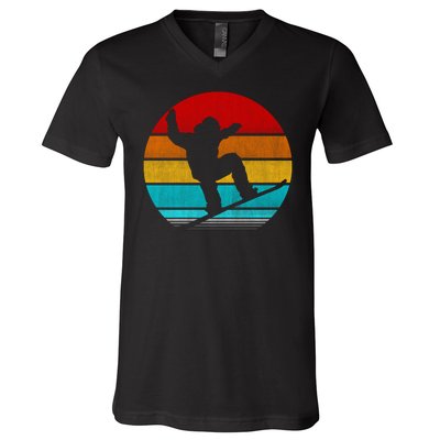 Retro Vintage Snowboarding V-Neck T-Shirt