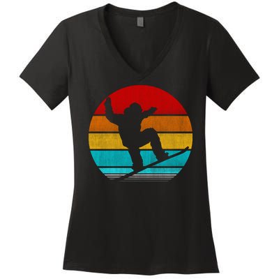 Retro Vintage Snowboarding Women's V-Neck T-Shirt