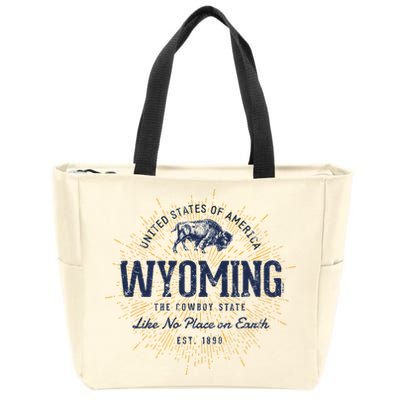 Retro Vintage State Of Wyoming Zip Tote Bag