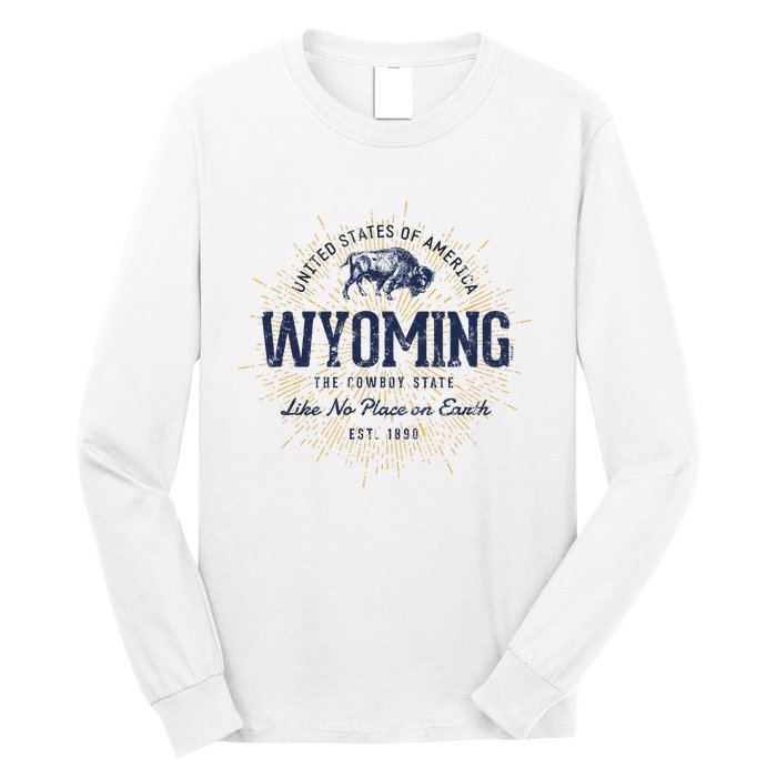 Retro Vintage State Of Wyoming Long Sleeve Shirt