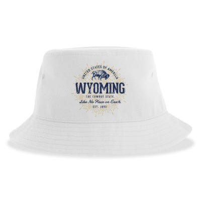 Retro Vintage State Of Wyoming Sustainable Bucket Hat