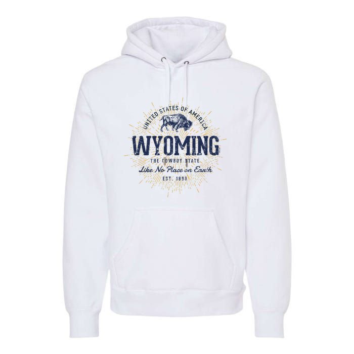 Retro Vintage State Of Wyoming Premium Hoodie