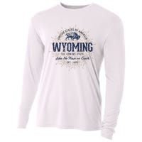 Retro Vintage State Of Wyoming Cooling Performance Long Sleeve Crew