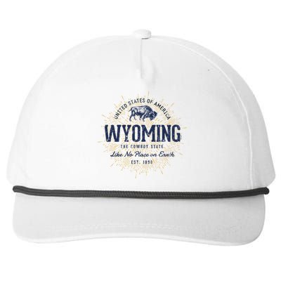 Retro Vintage State Of Wyoming Snapback Five-Panel Rope Hat