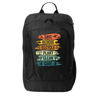 Retro Vintage Save Bees Rescue Animals Recycle Fun Earth Day Gift City Backpack