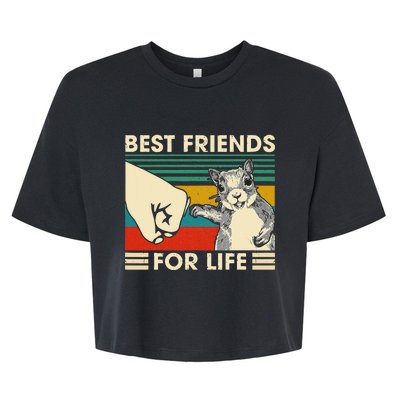 Retro Vintage Squirrel Best Friend For Life Fist Bump Bella+Canvas Jersey Crop Tee