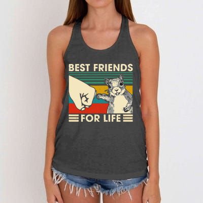 Retro Vintage Squirrel Best Friend For Life Fist Bump Women's Knotted Racerback Tank