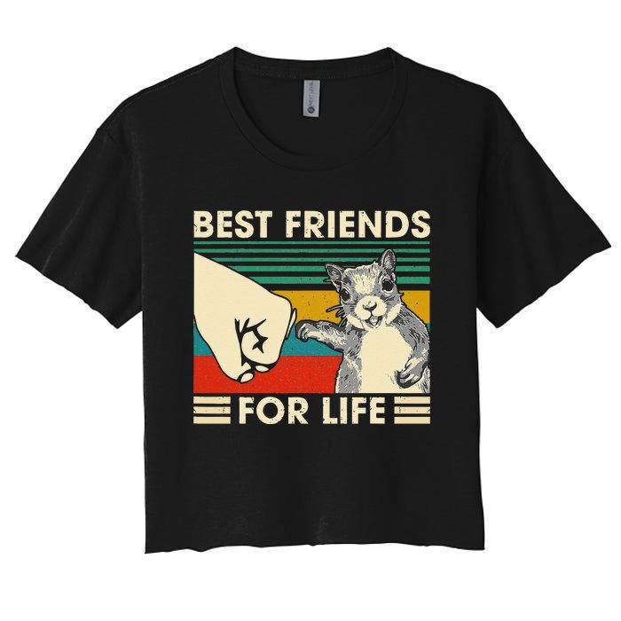 Retro Vintage Squirrel Best Friend For Life Fist Bump Women's Crop Top Tee