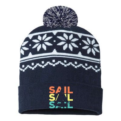 Retro Vintage Sail Sailing Gift USA-Made Snowflake Beanie