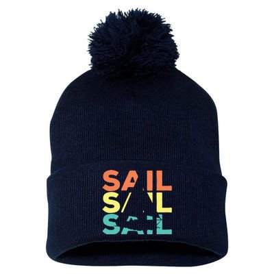 Retro Vintage Sail Sailing Gift Pom Pom 12in Knit Beanie