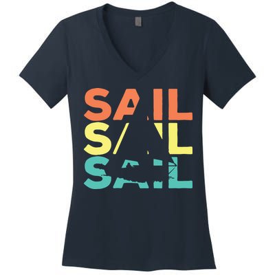 Retro Vintage Sail Sailing Gift Women's V-Neck T-Shirt