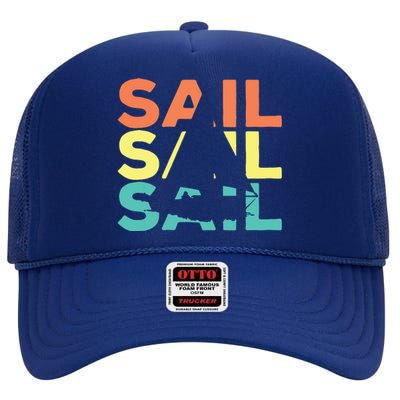 Retro Vintage Sail Sailing Gift High Crown Mesh Back Trucker Hat