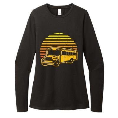 Retro Vintage Sunset School Bus Driver Womens CVC Long Sleeve Shirt