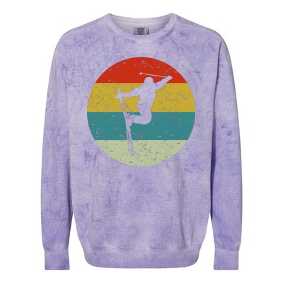 Retro Vintage Skiing Colorblast Crewneck Sweatshirt