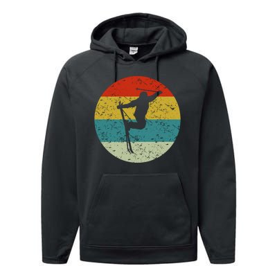 Retro Vintage Skiing Performance Fleece Hoodie