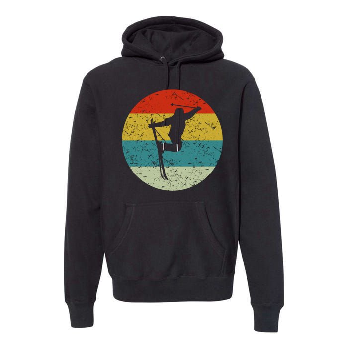 Retro Vintage Skiing Premium Hoodie