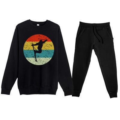 Retro Vintage Skiing Premium Crewneck Sweatsuit Set