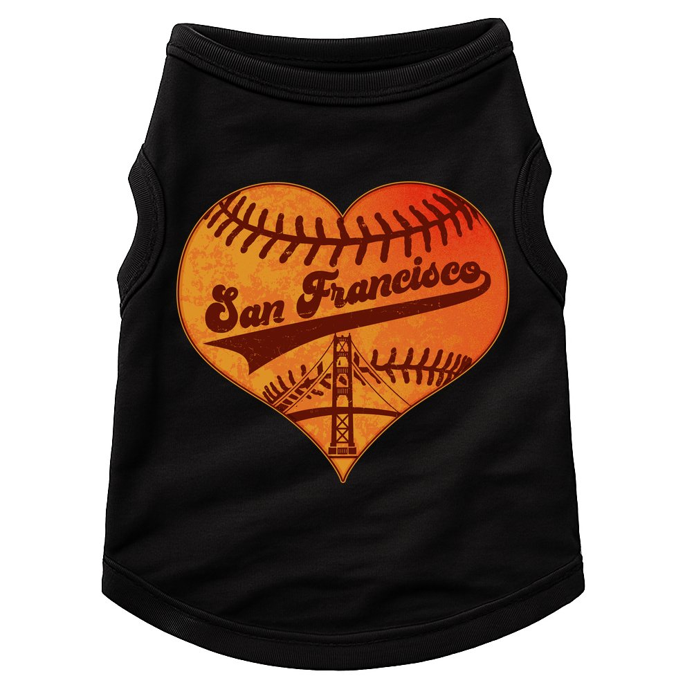 Retro Vintage San Francisco Baseball Heart Doggie Tank