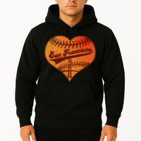 Retro Vintage San Francisco Baseball Heart Hoodie