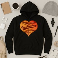 Retro Vintage San Francisco Baseball Heart Hoodie