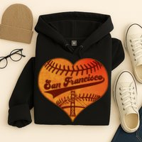 Retro Vintage San Francisco Baseball Heart Hoodie