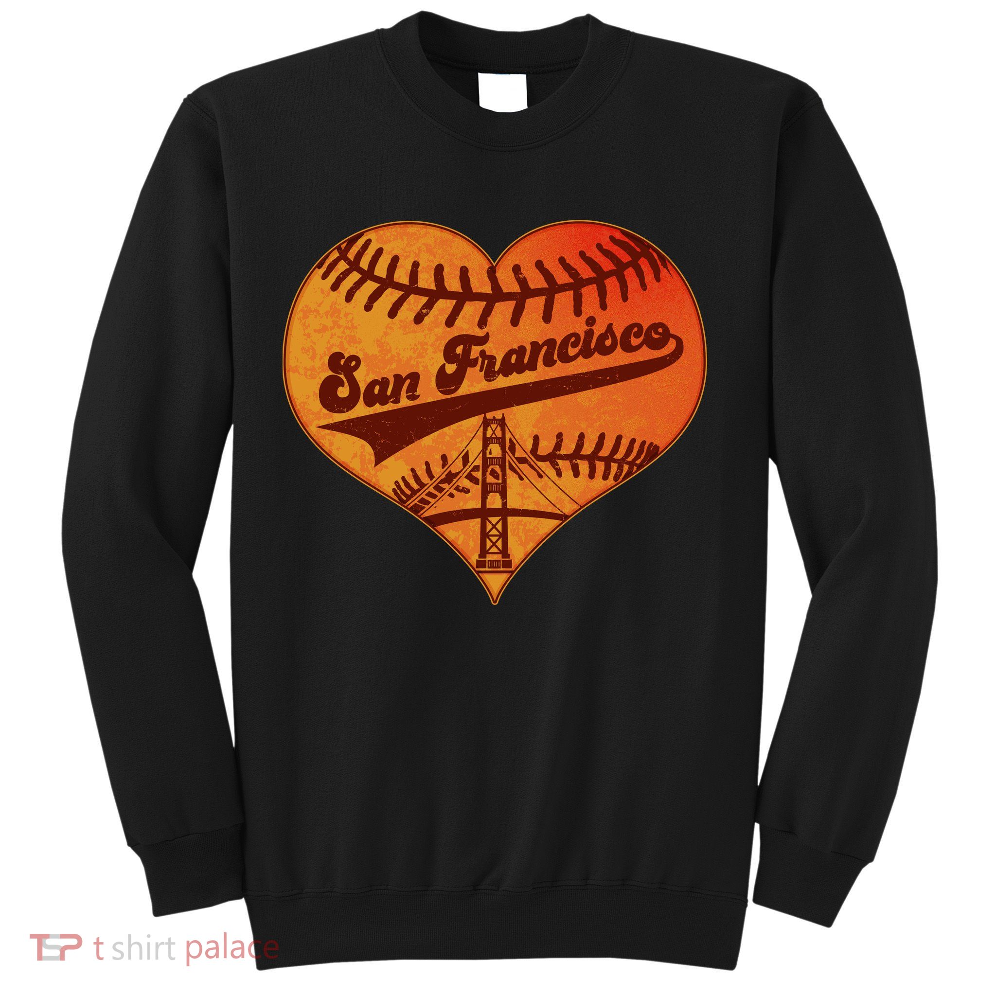Retro Vintage San Francisco Baseball Heart Sweatshirt