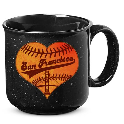 Retro Vintage San Francisco Baseball Heart 15oz Campfire Ceramic Mug