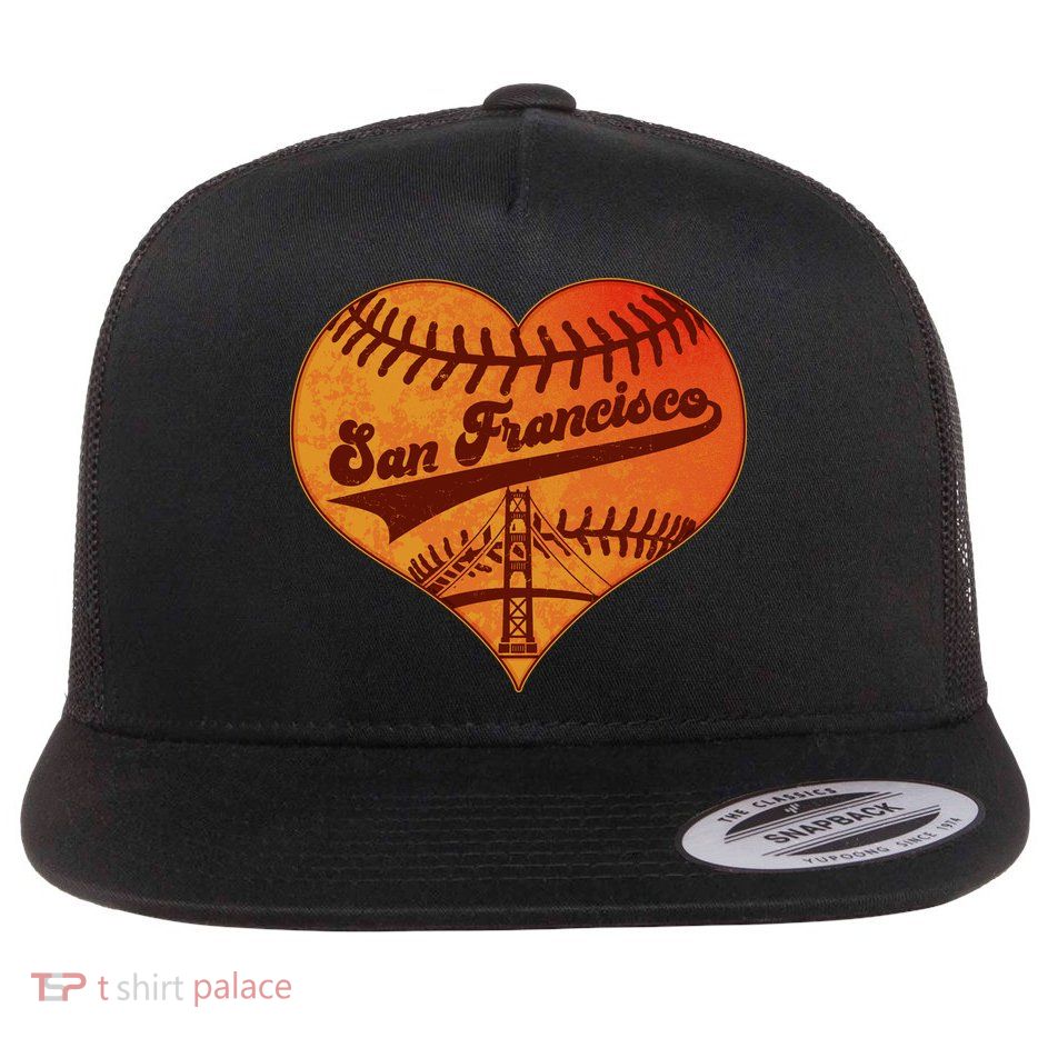 Retro Vintage San Francisco Baseball Heart Flatbill Hat