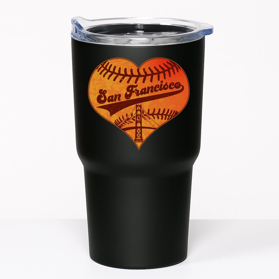 Retro Vintage San Francisco Baseball Heart Tumbler