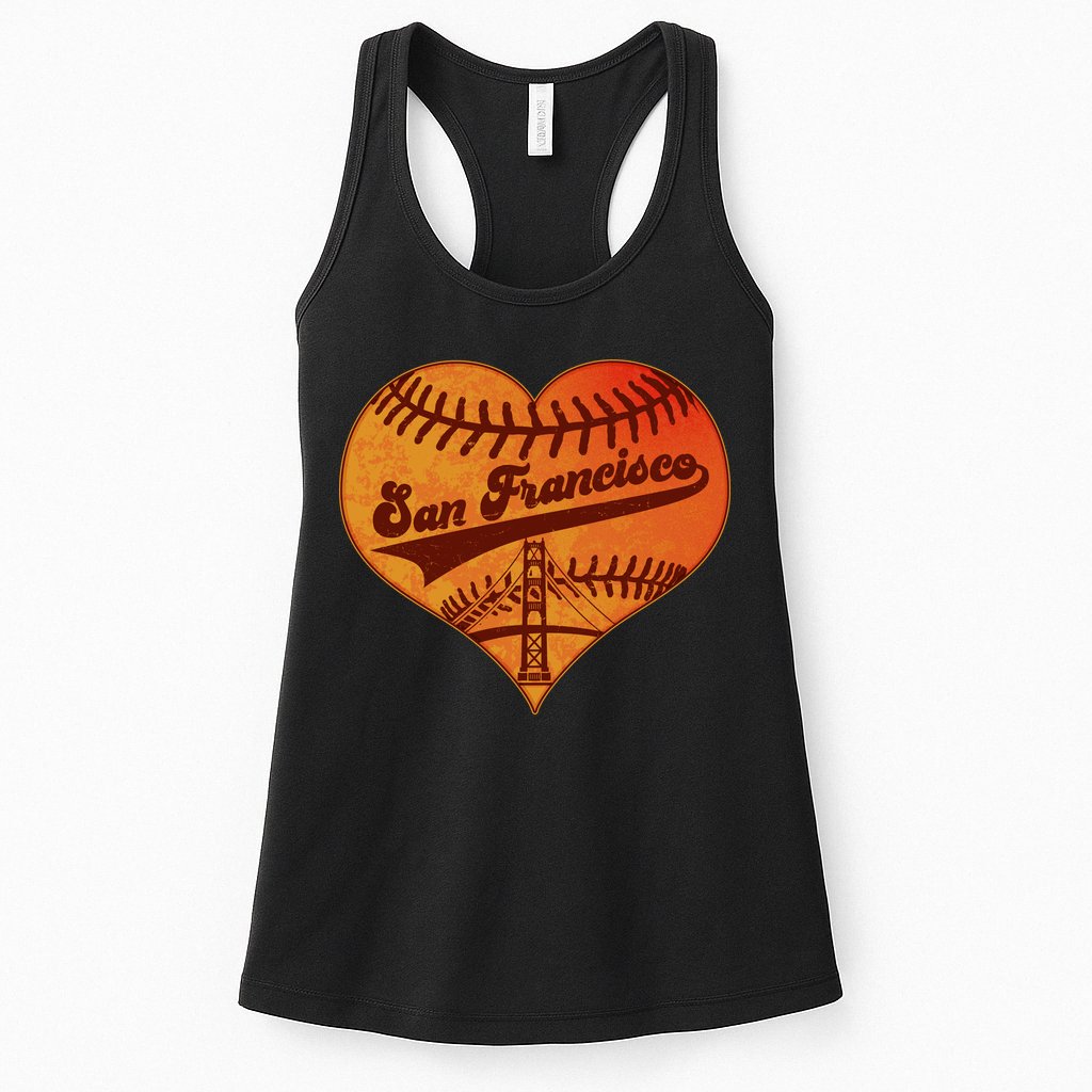 Retro Vintage San Francisco Baseball Heart Womens Tank Top