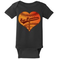 Retro Vintage San Francisco Baseball Heart Baby Bodysuit