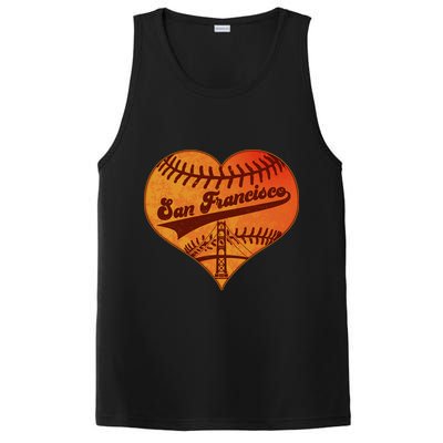 Retro Vintage San Francisco Baseball Heart PosiCharge Competitor Tank