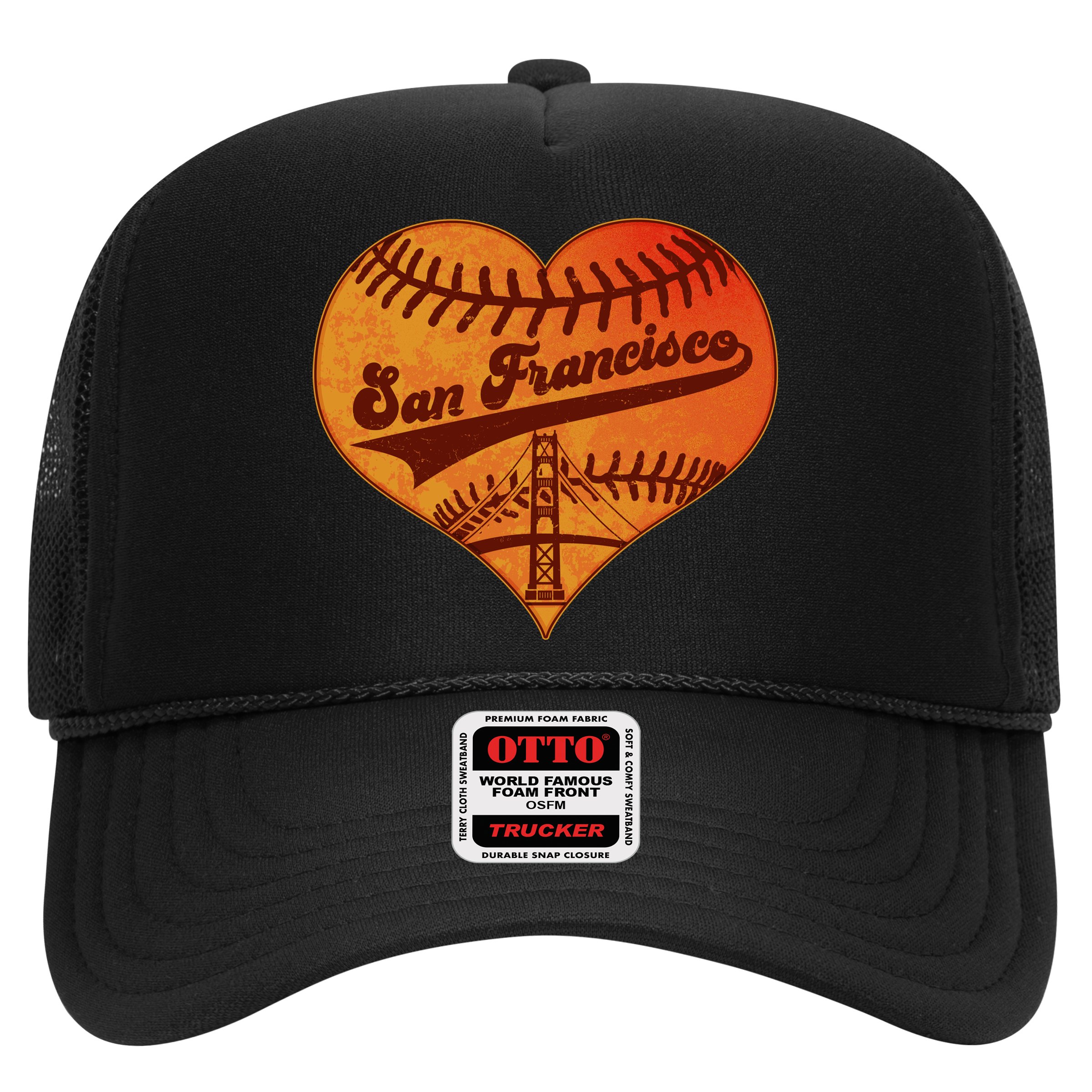Retro Vintage San Francisco Baseball Heart Hat