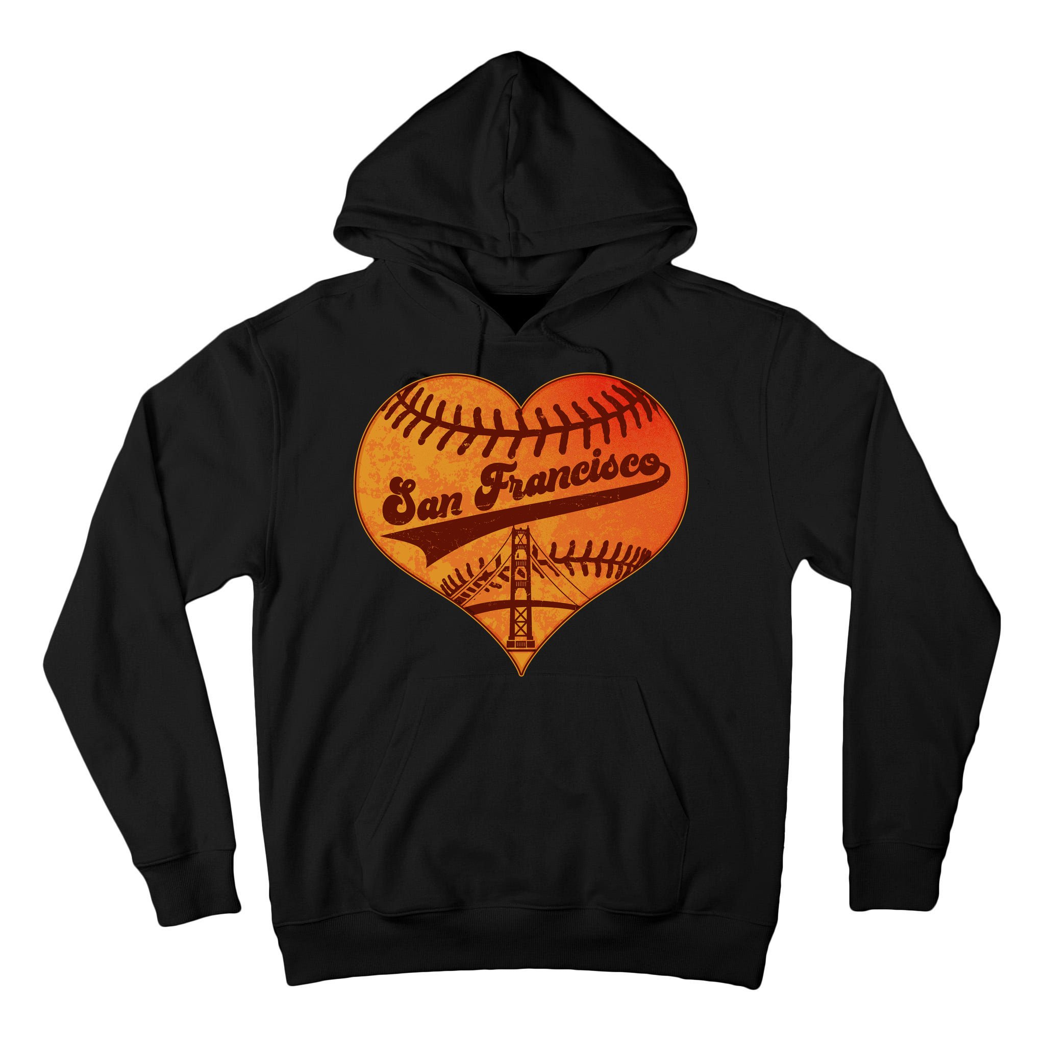 Retro Vintage San Francisco Baseball Heart Tall Hoodie